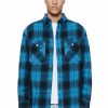 TOPS PURPLE BRAND | Overdyed Flannel Long Sleeve Shirt