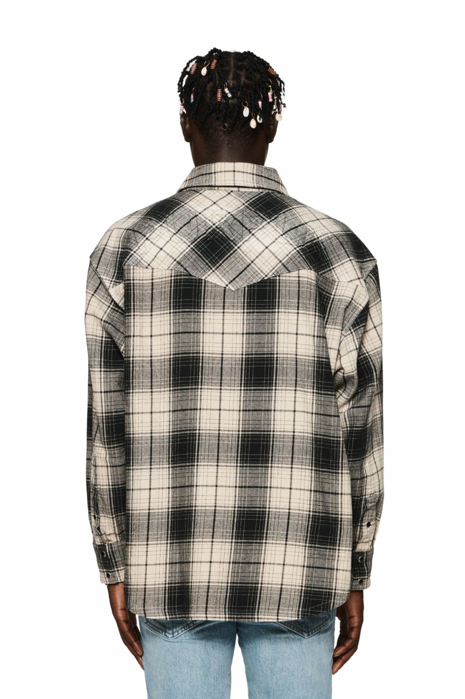 TOPS PURPLE BRAND | Wordmark Plaid Western Shirt