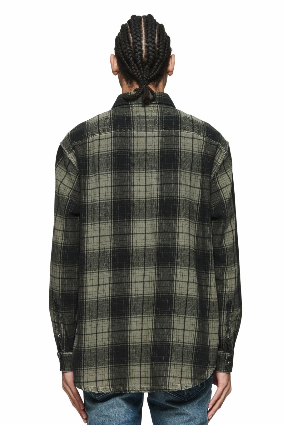 TOPS PURPLE BRAND | Overdyed Flannel Long Sleeve Shirt