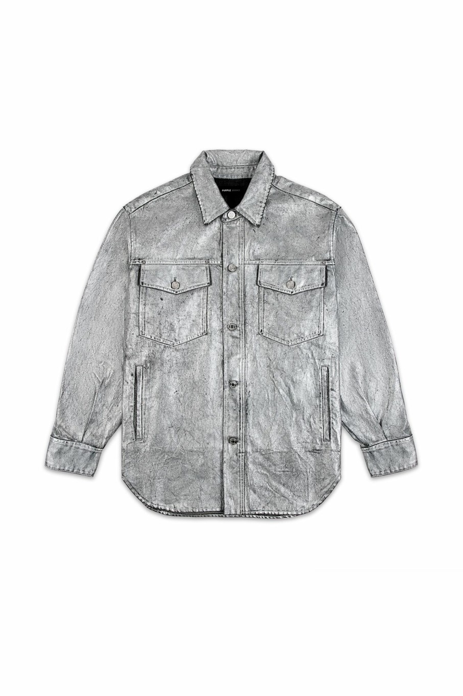 TOPS PURPLE BRAND | Oversized Silver Denim Shirt