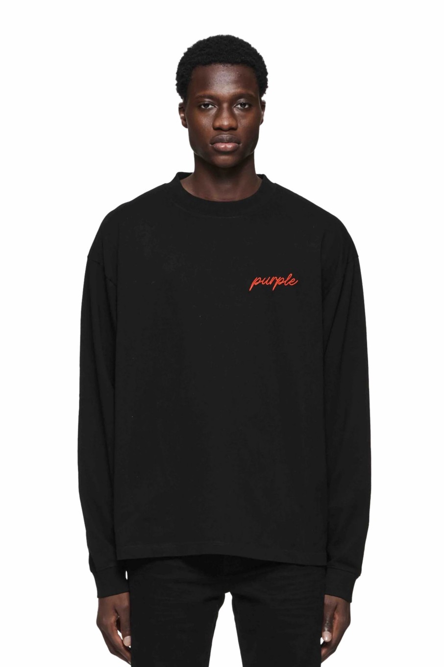 TOPS PURPLE BRAND | Script Oversized Long Sleeve T-Shirt