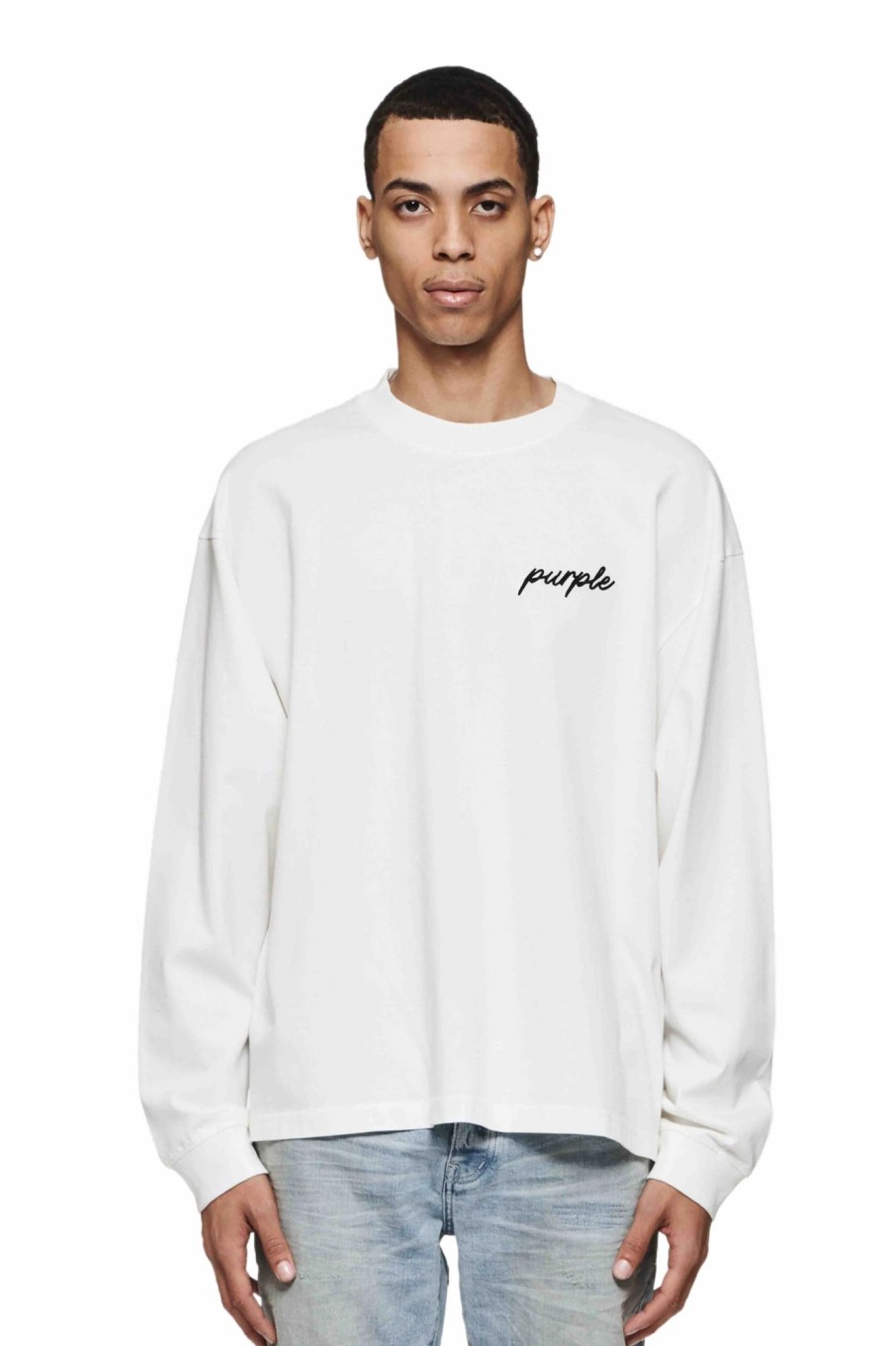 TOPS PURPLE BRAND | Script Oversized Long Sleeve T-Shirt