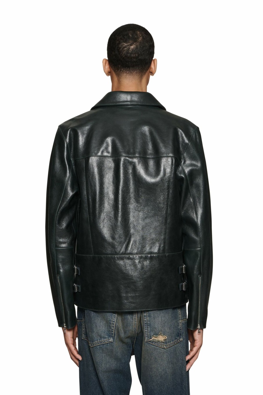 TOPS PURPLE BRAND | Leather Front Zip Jacket