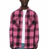 TOPS PURPLE BRAND | Overdyed Flannel Long Sleeve Shirt