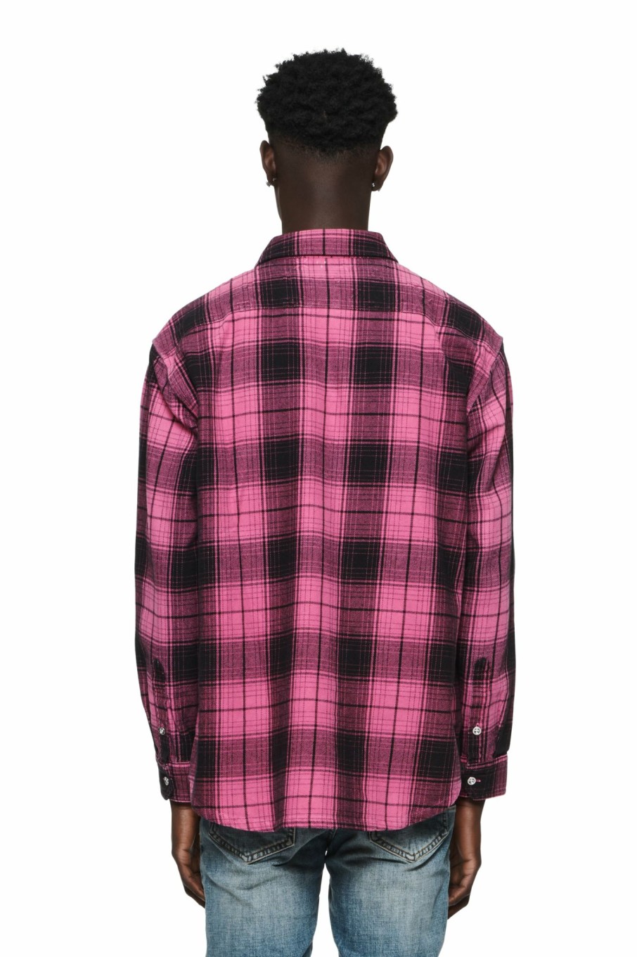 TOPS PURPLE BRAND | Overdyed Flannel Long Sleeve Shirt